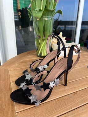 Halogen Black Slingback Heels with Silver Star Accents